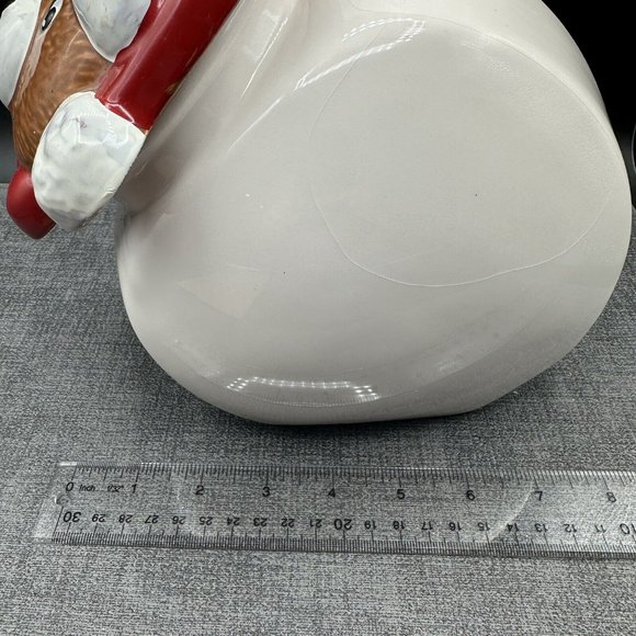 Vtg Christmas Teddy Bear Cookie Jar Ceramic 1987 Taiwan Himark Santa Hat - Picture 15 of 15